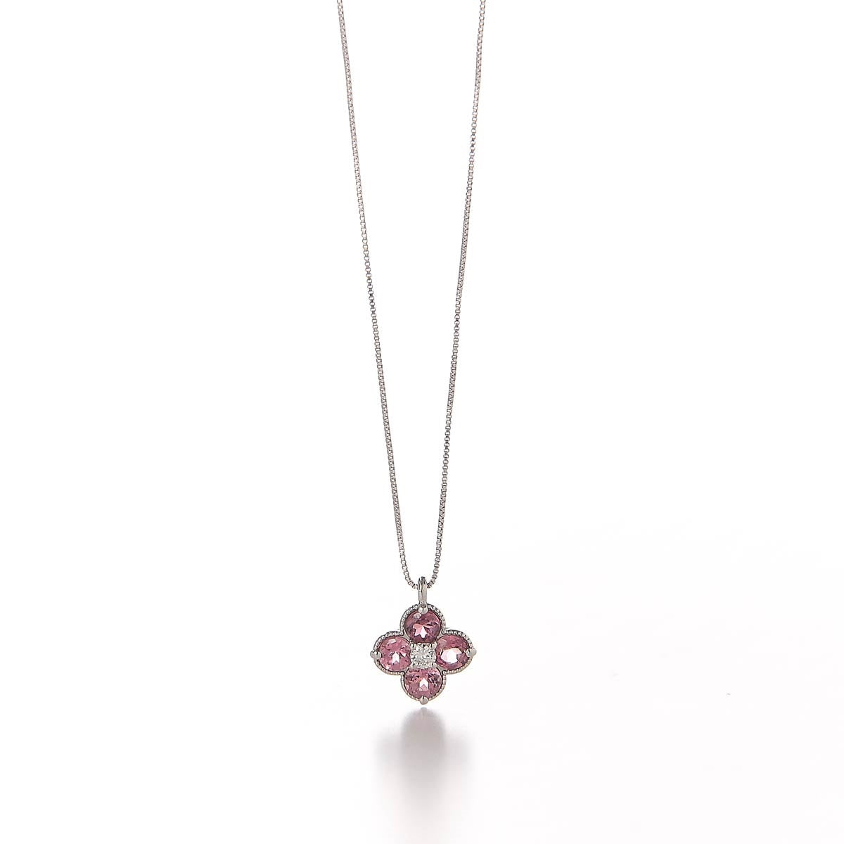 Pink Tourmaline Flower Necklace