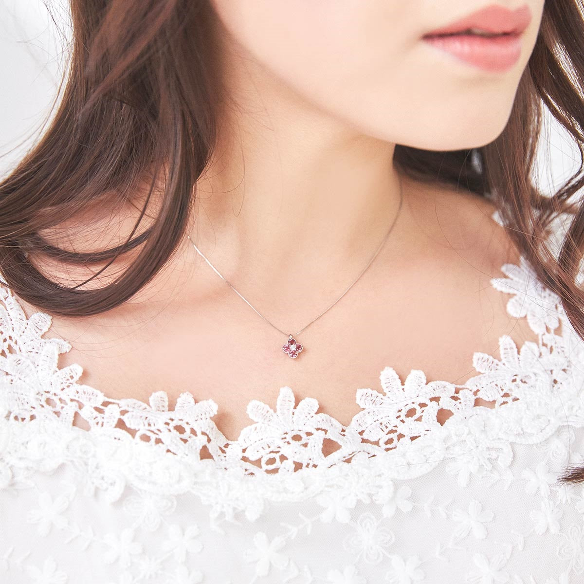 Pink Tourmaline Flower Necklace